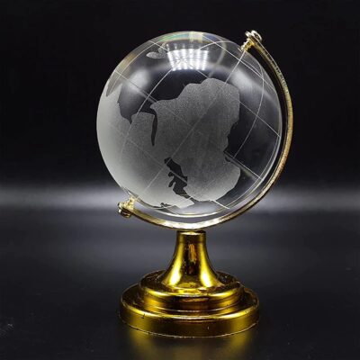 VR Creatives Crystal Globe Paperweight – Feng Shui/Vastu Showpiece (8 cm)c