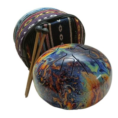 THE HEALING STORE Happy Drum 9", Tongue Drum, Hand Pan Hand Drum, Instruments for Musical Education, Meditation Yoga, Gift for Tongue Drum Percussion Beginner,singing bowl (OM MULTI)