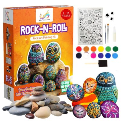 Artiggle Rock-N-Roll DIY Rock Art Painting Kit | Activity Kit for All Ages Kid | Gifts for Kids | Mess-Free Art & Craft Activity for Girls & Boys | Creative Activity | Coloring and Painting Kits