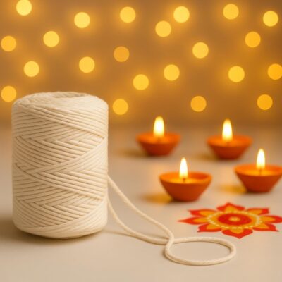 Ecofynd 50m 4mm Natural Macrame Cord - Versatile Cotton Dori for Stunning Wall Hanging, Plant Craft, and Handmade Hangers - Ideal White Thread Rope for Creative DIY Projects, Ivory