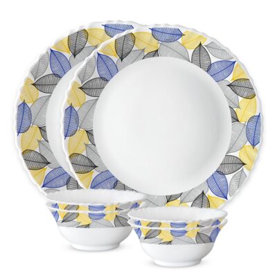Larah by Borosil Kora Silk Series Opalware Dinner Set – 6 Pcs | Bone-Ash Free | Microwave & Dishwasher Safe