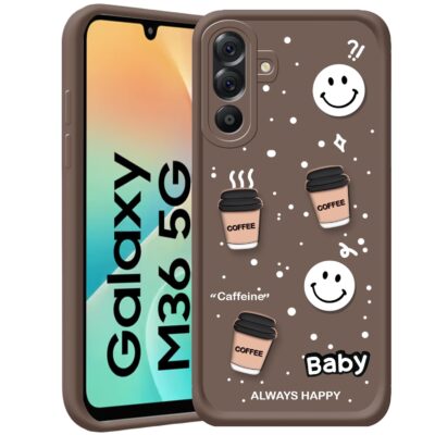 Amazon Basics 3D Coffee Silicone Back Cover for Samsung Galaxy M36 5G (Brown)