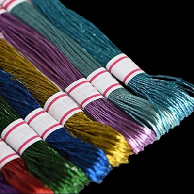 RSP Quality bit Metallic Hand Embroidered Cotton Thread Skeins Set for Craft & Projects (Multicolor, Pack Of 25), 100 Gram