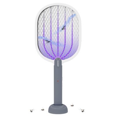 Halohop 2-in-1 UV Mosquito Killer Racket | Auto & Manual Mode | Lithium Battery | Micro-USB Charging | Base Stand | 6-Month Warranty (Grey)