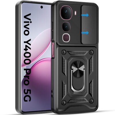 Artistque Armor Ring Holder Case for Vivo Y400 Pro 5G (Black)