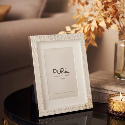 Pure Home and Living Aluminium Silver Check Photo Frame (4x6 Inch)