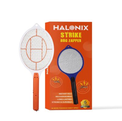 Halonix Bug Zapper Rechargeable Mosquito Killer Racquet | 400mAh Battery | Instant Kill Fly Swatter Bat | Durable Build (Orange)