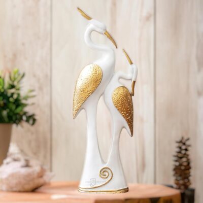J JIYANSH White Swan Couple Statue – Kissing Duck Showpiece for Home Décor