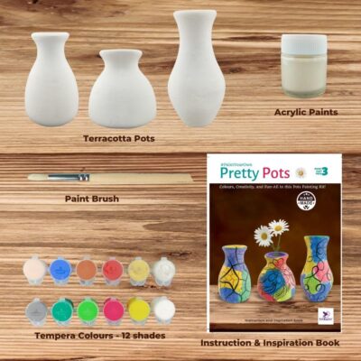 TOYKRAFTT Paint Your Own Art Kits for Kids 8 to 12 Year Old, Pot Painting Kit, Gifts for Girls Boys - Pretty Pots