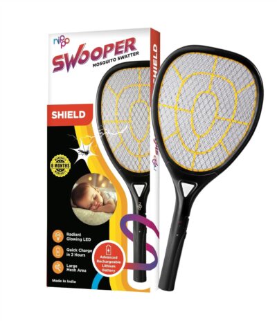 NIPPO Swooper Shield Rechargeable Mosquito Killer Bat | Fast Charging | Long-Lasting Li-Ion Battery | LED Light | Shock-Proof | 6-Month Warranty