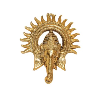 KridayKraft Metal Ganesha Wall Hanging – 20 cm Decorative Idol
