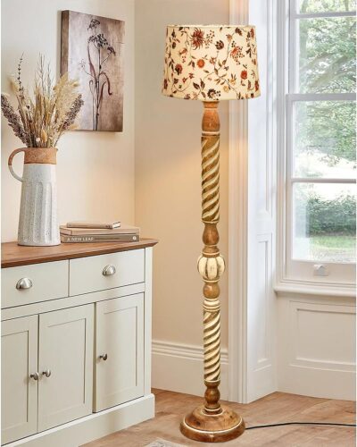 Antique Light Decoration Corner Lamp with Twisted Rope, Vine & Flower Design