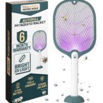 Weird Wolf 2-in-1 UV Mosquito Killer Racket with Base Stand | Auto & Manual Mode | USB Charging | Lithium Battery | 6-Month Warranty (Green White)