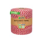 100% Cotton Twine Macrame Thread | Natural Cotton String for Cooking, Baking, Wrapping, Crafts, DIY Garden Decor & Gift Packaging (Red & White, 12PLY- 500 FEET- Pack of 1)