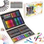 Shuban Art Set 180 Piece Deluxe Painting Drawing Kit with Oil Pastels Crayons Colored Pencils Acrylic Paint Mega Supplies for Gifting Birthday Kids Girls Boys