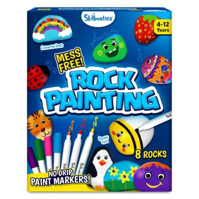Skill Matics Rock Painting Kit - Mess-Free Art & Craft Activity for Girls & Boys, Craft Kits & Supplies, DIY Creative Activity, Gifts for Kids Ages 4, 5, 6, 7, 8, 9, 10, 11, 12, Multicoloured