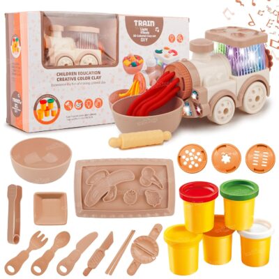 Zest 4 Toyz Train Clay Set DIY Play Dough Toy with Lights & Music Educational Creative Activity Set for Kids Includes Accessories and Colorful Clay for Fun Learning and Development for Boys and Girls