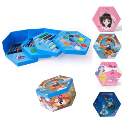 ARTLABEL 46 Pc Drawing Art Set With Water Color Pencils Crayons Sketch Pens For Kids Children-Best For Birthday Return Gifts (Print May Vary|Pack Of 1),(Pink/Blue/Assorted Color)