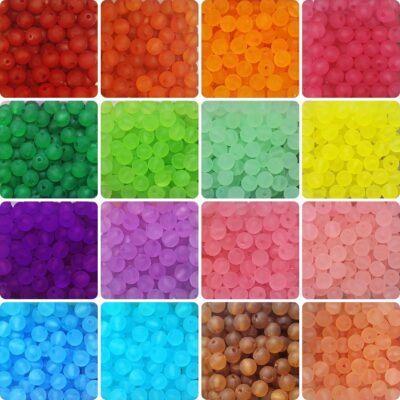 INDIKONB Ice Frost Matte Beads - Multicolor Acrylic Crafting Supplies for Jewelry Making, DIY Projects, and More (8mm)