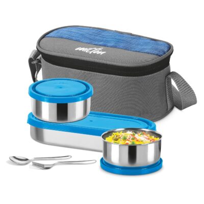 MILTON Master Lunch Box with Insulated Fabric Bag | 3 Stainless Steel Containers (1×450 ml, 2×280 ml)