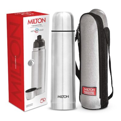 Milton Flip Lid 1000 Thermosteel Water Bottle, 1 Litre, Silver | 24 Hours Hot & Cold | Leak Proof | ISI Certified | Premium SS304 Stainless Steel | Vacuum Insulated Flask for Office, Gym, School