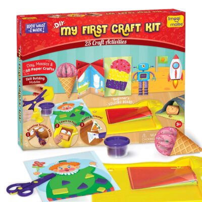 Imagimake My First Craft Kit with Activity Book | 25 DIY Art & Craft Activities | 1 Child-Safe Scissor | 4 Tubs of Reuseable Dough | Gifts for Girls & Boys Ages 3, 4, 5, 6, 7