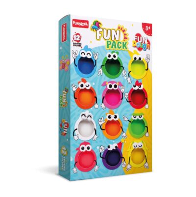 Funskool Fundough Fun Pack, 12 tubs of Dough, 50gms Each, Toys for Kids, Shaping, Sculpting, 3 Years and Above, Multicolor