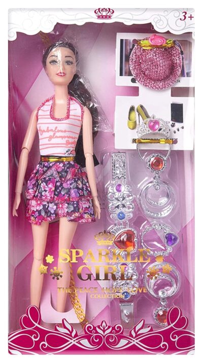 BKDT Marketing Beautiful Fashion Doll with Movable Limbs, Crown & Accessories – Diwali Gift for Girls