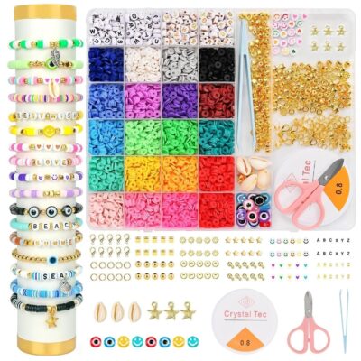 RUHIRA Big Bracelet Making Kit for Girls DIY Jewelry Beads Set with Charms Strings Tools Friendship Bracelet Craft Kit Gift Toy for Kids Teens Age 6 to 13 Valentine Birthday Return Gift Pack of 1