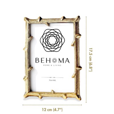 BEHOMA Golden Vintage Metal Twig Photo Frame (4x6 Inch, Small)