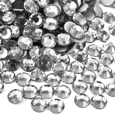 INDIKONB Round Resin Rhinestones for Craft, Embroidery, Jewellery Making | Sparkling Flat Stone Embellishments for DIY Projects (Silver 4MM)