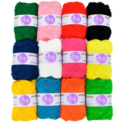 Asian Hobby Crafts Wool Yarn for Knitting, Woolen Crochet Yarn Thread, Used for Knitting Needles, 12g Each Roll | Set of 12, Multicolor