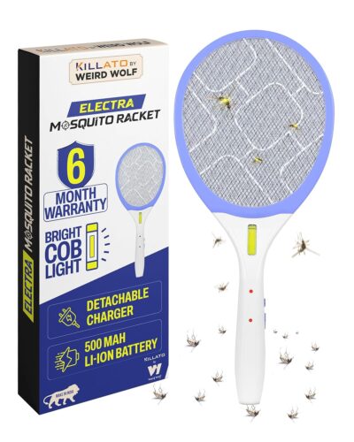 Weird Wolf Rechargeable Mosquito Killer Racket with COB Light | 3500V Instant Kill | 500mAh Battery | Made in India | 6-Month Warranty (Purple)