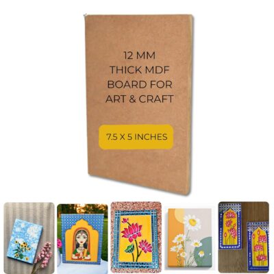 Kawai Homes 12 mm MDF Boards Cutouts for DIY Art & Crafts Wood MDF Sheets for Craft Work, Painting, Resin Art, Fluid Art, Decoupage, Mandala Art, Pyrography (1 Pc, 7.5X5 inches)