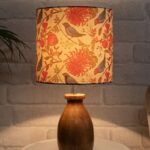 Homesake® Wooden Birds Table Lamp with Linen Shade | Decorative Bedside Night Lamp for Bedroom, Living Room & Home Décor (Multicolor, Dovel Pot Design)