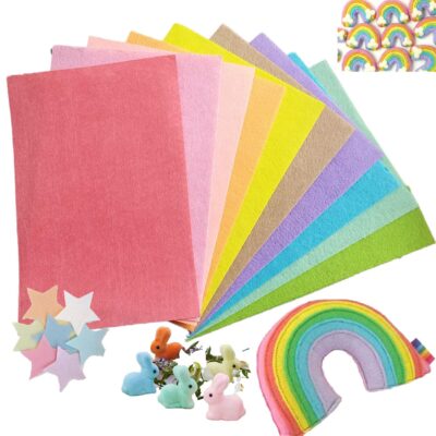 Pastel Color Felt Fabric Stiff (Hard) – for Kids School DIY Crafts, Patchwork, Embroidery Sewing Crafting Project- 10 A4 Sheets (21X31 Cms) (Combo 2)