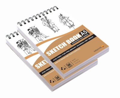 Askprints 50 Sheet A5 Sketchbook Set of 2-5.8 x 8.3 Inch | Top Spiral-Bound Sketchpad for Artists | Sketching and Drawing Acid Free Paper, for Doodling oil;acrylic