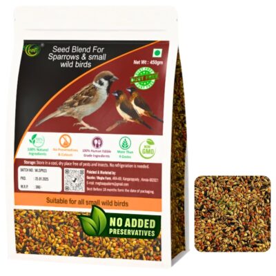 MAF Sparrow Bird Food – 450 g – Premium Multi-Grain & Millet Seed Mix for House Sparrows, Finches, Munias & Small Wild Birds – Refill Pack