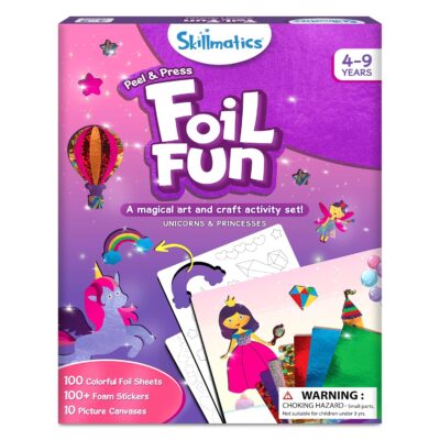 Skillmatics Foil Fun - Unicorns & Princesses, No Mess Art for Kids, Craft Kits & Supplies, DIY Creative Activity, Travel Toys, Gifts for Ages 4, 5, 6, 7, 8, 9