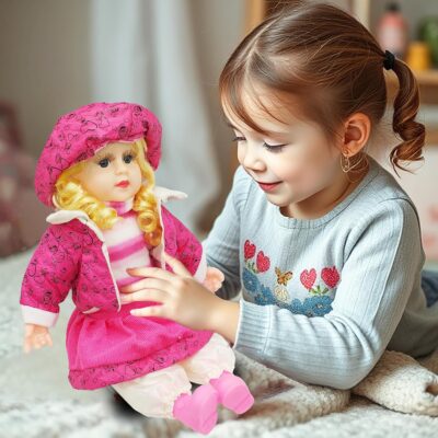 VGRASSP 40 cm Singing Baby Girl Doll with Soft Plush Dress & Nursery Rhymes – Musical Toy for Kids