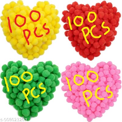 400 Round Shaped Pompom Mixed Color Soft Fluffy Pom Pom for Art & Craft, Party Decoration (Multi, 400)