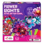 Chalk and Chuckles Flower Lights- DIY 3D Foil Art and Craft Kit for Girls 9-12, Make LED String with 10 Bulbs, Mess Free Festival Activity & Diwali Room Decor, Birthday Gift for Kids Age 8+
