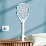 Lifelong Rechargeable Mosquito Killer Racket | USB Fast Charging | 3-Layer Safety Mesh | Fly Swatter Bat (White)