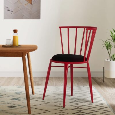 Amazon Brand - Solimo Craley Chair with Cushioned Seat (Iron, Red, 1 Piece)