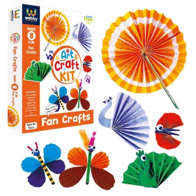 Webby Paper DIY Fan Art and Craft Activity Kit | Hobby Kit | Decoration | School Projects | Craft Supply | Make 8 Fan Craft | Return Gift for Kids, Multicolored