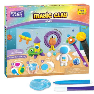 Imagimake Magic Clay | Color & Create | Space Craft Kit | Air Dry Clay for Art & Craft | Make 10 Super Clay Creations | Birthday Gift for 5,6,7,8 Year Old Girls & Boys, Multicolor