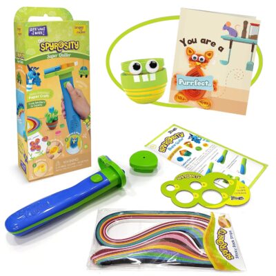 Quill On Spyrosity Super Quiller - Electric Quilling Tool - Coils 10+ Strips - Includes 100 Strips - for 7-Year-Old Boys & Girls, Multicolor