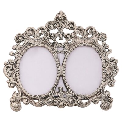 NM Aluminium Silver-Plated Couple Photo Frame (26x24 cm)