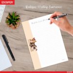 ESCAPER Designer A4 Paper Sheets – 90 GSM Writing Paper – One Side Ruled & One Side Blank – For School Projects, Assignments, Office Use & Printing (Cartoon Theme, 100 Sheets (25 each design))