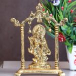 KridayKraft Gold-Plated Radha Krishna Metal Showpiece (20 cm)
